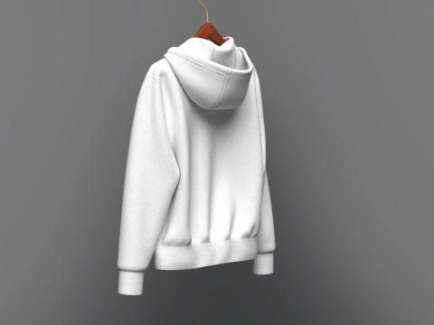 Moletom com capuz masculino com z&iacute;per frontal no cabide Modelo 3D