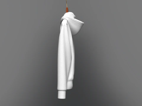 Moletom com capuz masculino com z&iacute;per frontal no cabide Modelo 3D