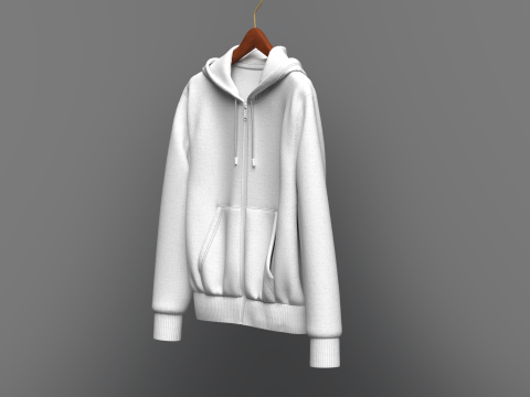 Men Front Zip Hoodie On Hanger Modelo 3D