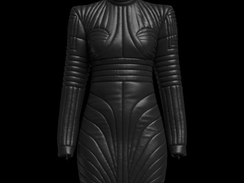Women Leather padded dress 3D Model