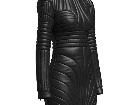 Women Leather padded dress Model 3D