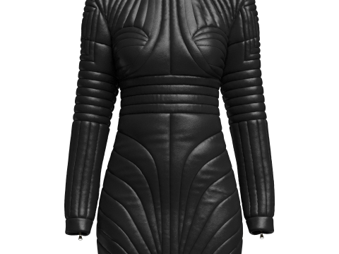 Women Leather padded dress Model 3D