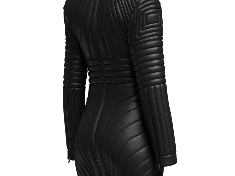Women Leather padded dress Model 3D