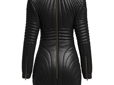 Women Leather padded dress Model 3D