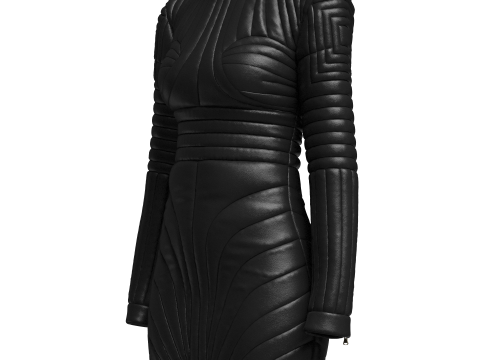 Women Leather padded dress Model 3D