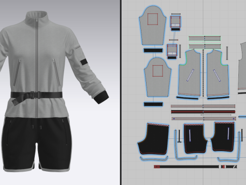 Women Jacket And Shots 3D Model