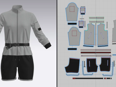 Women Jacket And Shots 3D Model