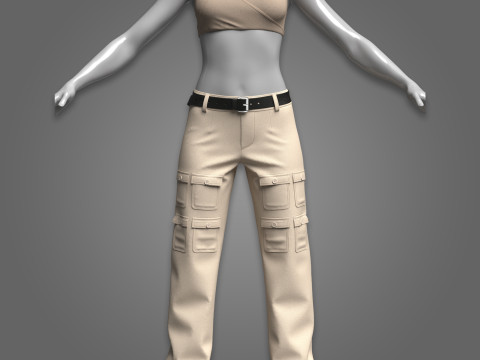 Women Cargo Outfits Model 3D