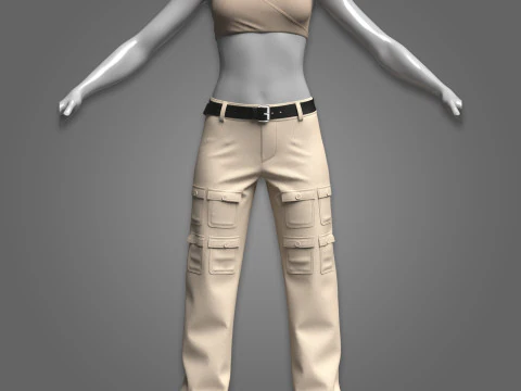 女性のカーゴ衣装 3Dモデル
