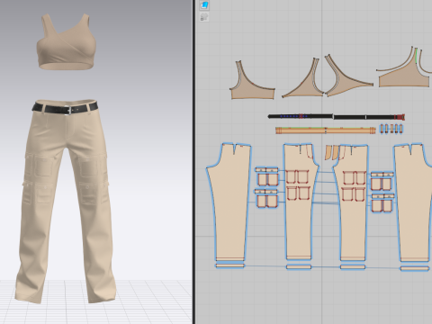 Women Cargo Outfits 3D Model