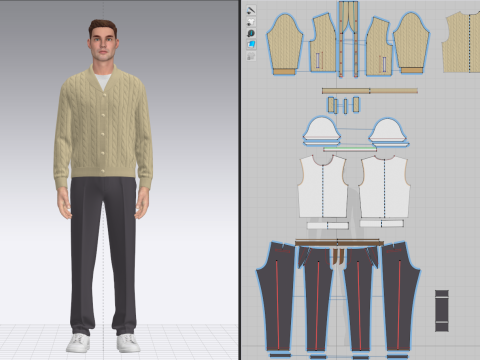 Male Cardigan T-shirts and Pant Outfit 3D Model