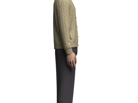 Male Cardigan T-shirts and Pant Outfit 3D Model