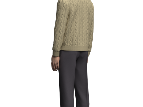 Male Cardigan T-shirts and Pant Outfit 3D Model