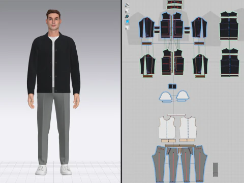 Male Jacket and pant outfit 3D Model