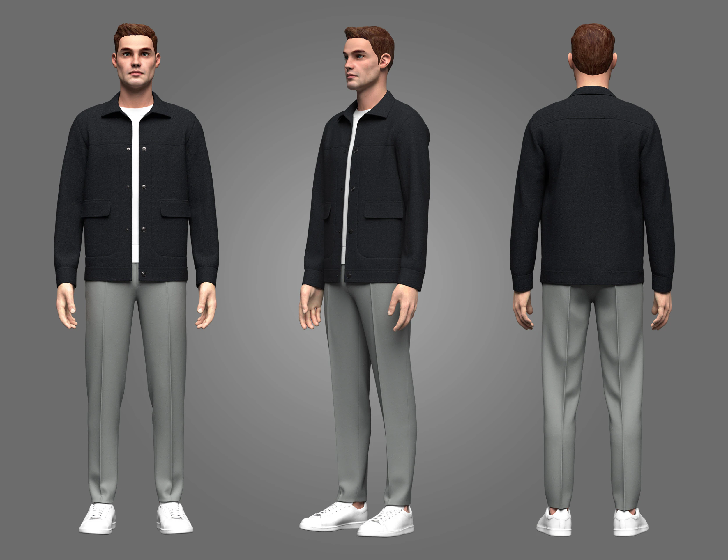 Male Jacket and pant outfit 3D Model .c4d .max .obj .3ds .fbx .stl .blend