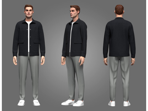 Male Jacket and pant outfit 3Dモデル