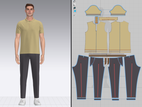 Male Polo and Pant outfit Model 3D