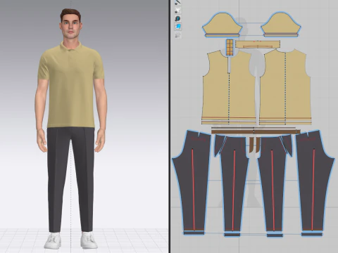 Conjunto Polo e Cal&ccedil;a Masculino Modelo 3D