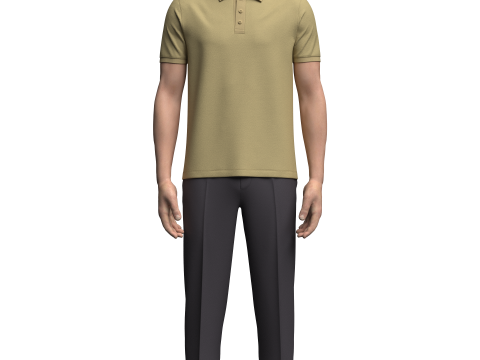 Male Polo and Pant outfit Model 3D