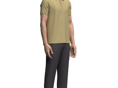 Male Polo and Pant outfit Model 3D