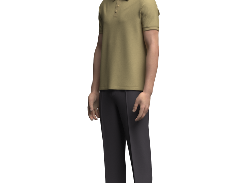 Male Polo and Pant outfit Model 3D
