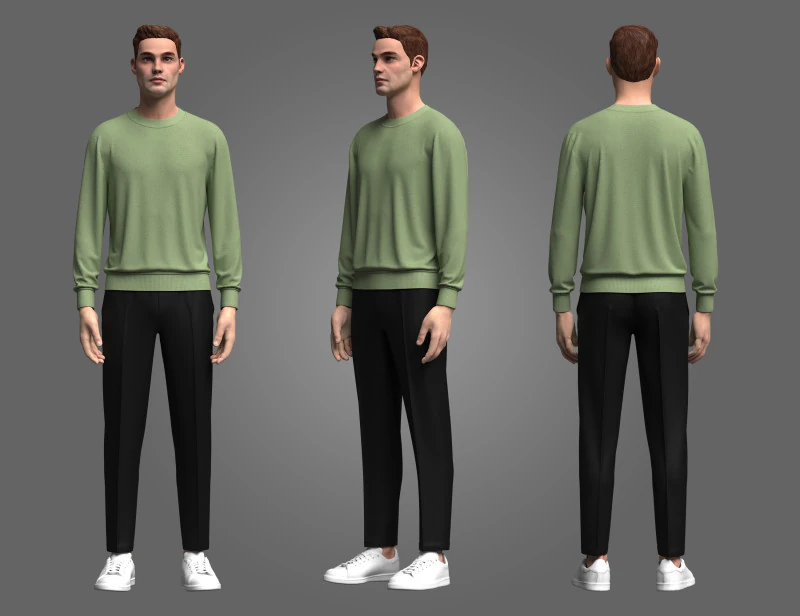 남성 폴로와 바지 복장 3D 모델 .c4d .max .obj .3ds .fbx .stl .blend 