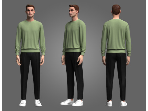 Male Polo and Pant outfit 3D मॉडल