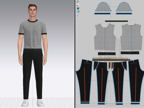 Male T-shirt and pant Outfit 3D Model