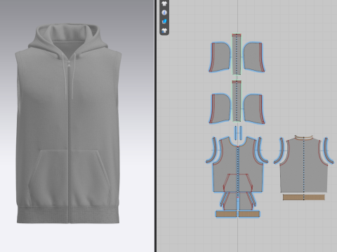 Male Sleeveless Hoodie 3Dモデル