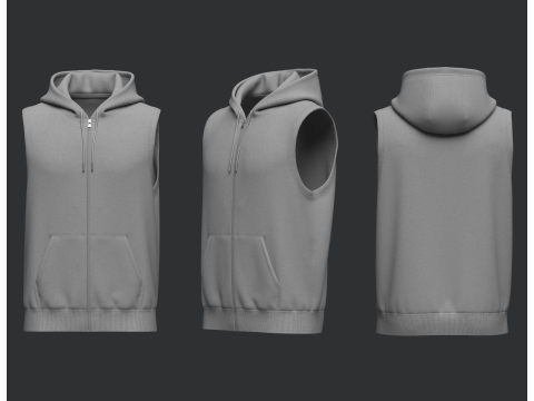 Male Sleeveless Hoodie 3Dモデル