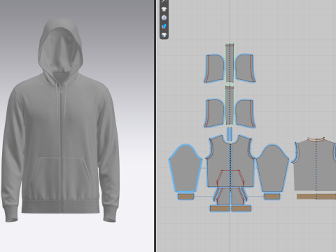Male Front Zip Hoodie Hood Up 3Dモデル