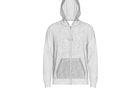 Male Front Zip Hoodie Hood Up 3D Model