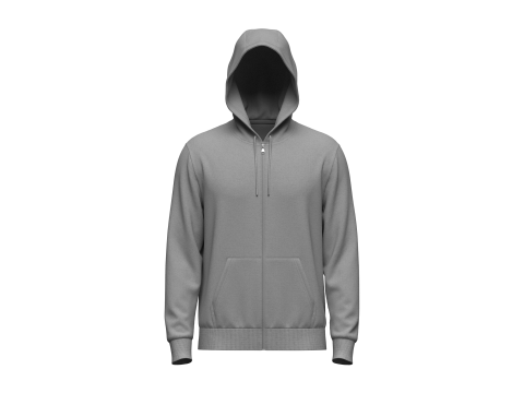 Male Front Zip Hoodie Hood Up 3Dモデル