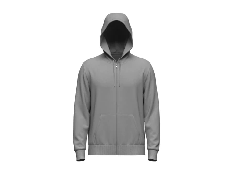 Male Front Zip Hoodie Hood Up 3D Model