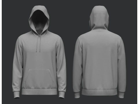 男性パーカー フードをかぶった状態 3Dモデル