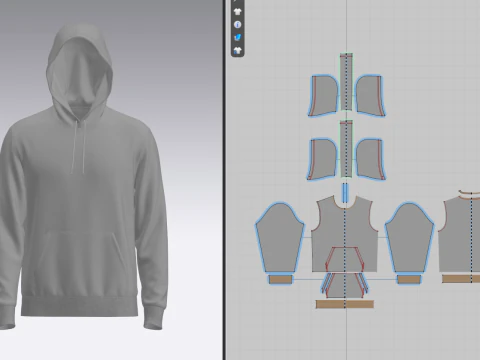 Male Hoodie Hood Up 3D Model