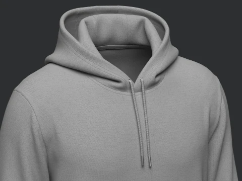 Male Hoodie Hood Down 3D Model