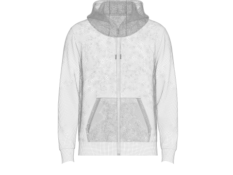 Male Front Zip Hoodie Hood Off 3Dモデル