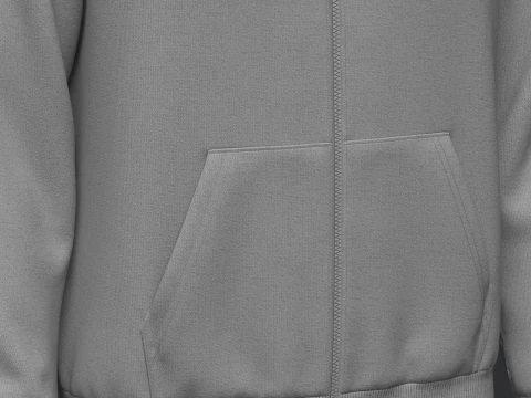 Male Front Zip Hoodie Hood Off 3D Model