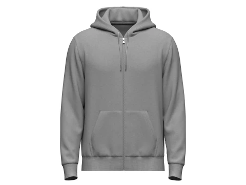 Male Front Zip Hoodie Hood Off 3D Model