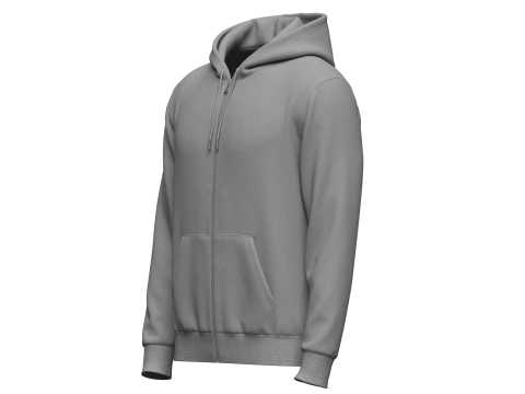Male Front Zip Hoodie Hood Off 3Dモデル