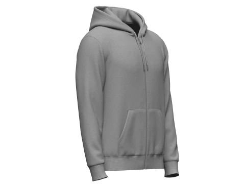 Male Front Zip Hoodie Hood Off 3D Model