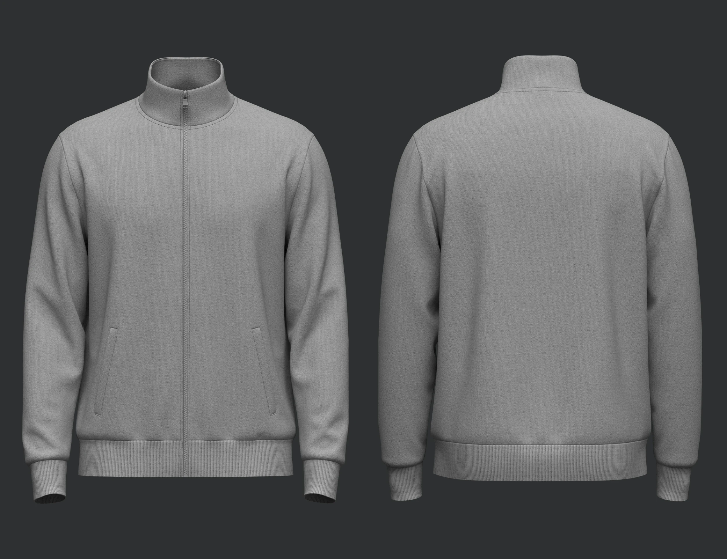 Full Zip Stand Collar Jacket 3D Model .c4d .max .obj .3ds .fbx .stl .blend 