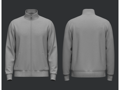 Full Zip Stand Collar Jacket 3D Модель