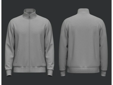 Full Zip Stand Collar Jacket 3D Model