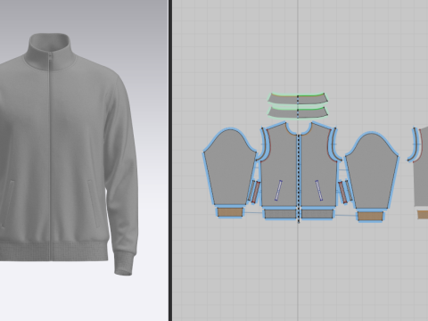 Full Zip Stand Collar Jacket 3D Model