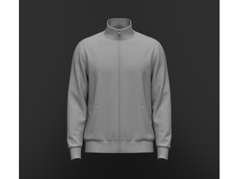 Full Zip Stand Collar Jacket 3D Model