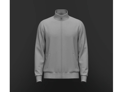 Full Zip Stand Collar Jacket 3D Model