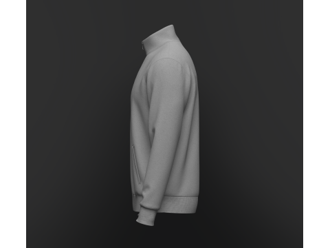 Full Zip Stand Collar Jacket 3D Model