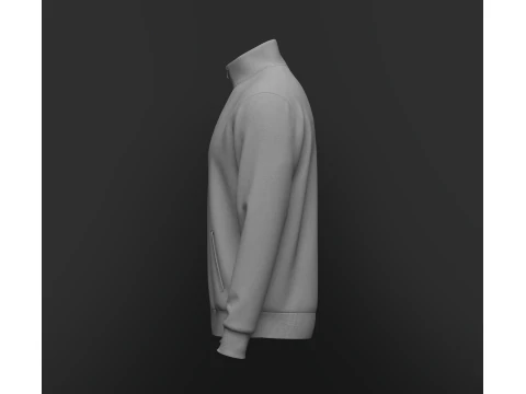Full Zip Stand Collar Jacket 3D Model
